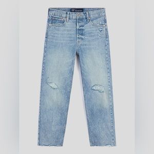 GAP High Rise Cheeky Straight Jeans w/ Washwell Distressed Light Wash 18/34L NWT